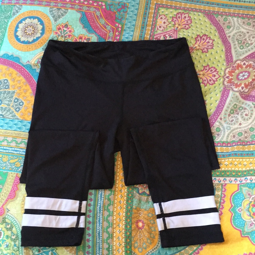 Black W/ White Strip Leggings
